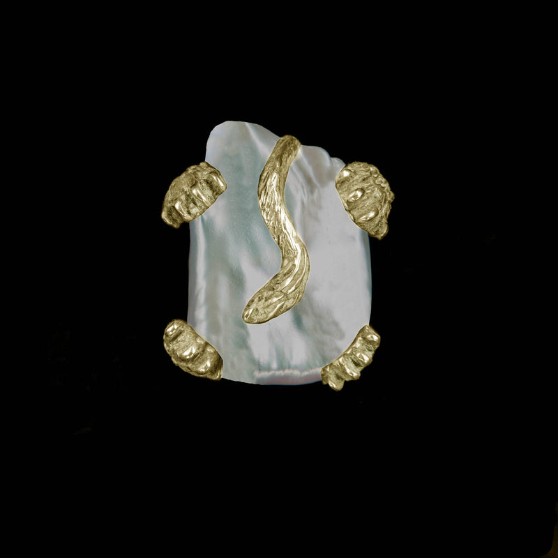 LION PEARL RING gold BRONZE