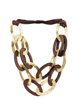 16 OVALS WENGE GOLD BRONZE necklace