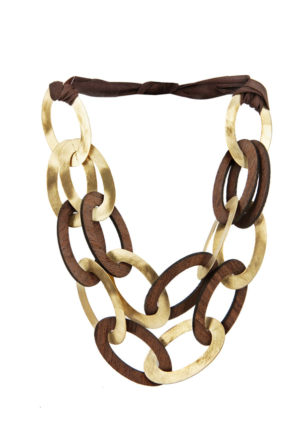 16 OVALS WENGE GOLD BRONZE necklace