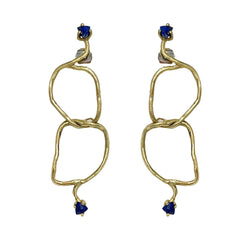 LAPISLAZULI CHAIN LINKS GOLD BRONZE EARRINGS