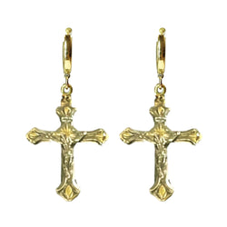 CRUCIFIX STAR CROSSES RUTHENIUM GOLD BRONZE EARRINGS