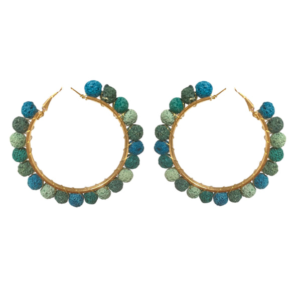 VULCANIC TURQUOISE PLANETS GOLD BRONZE EARRINGS