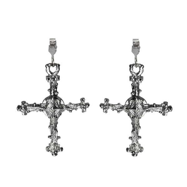 IRON CROSSES AARON WHITE BRONZE EARRINGS