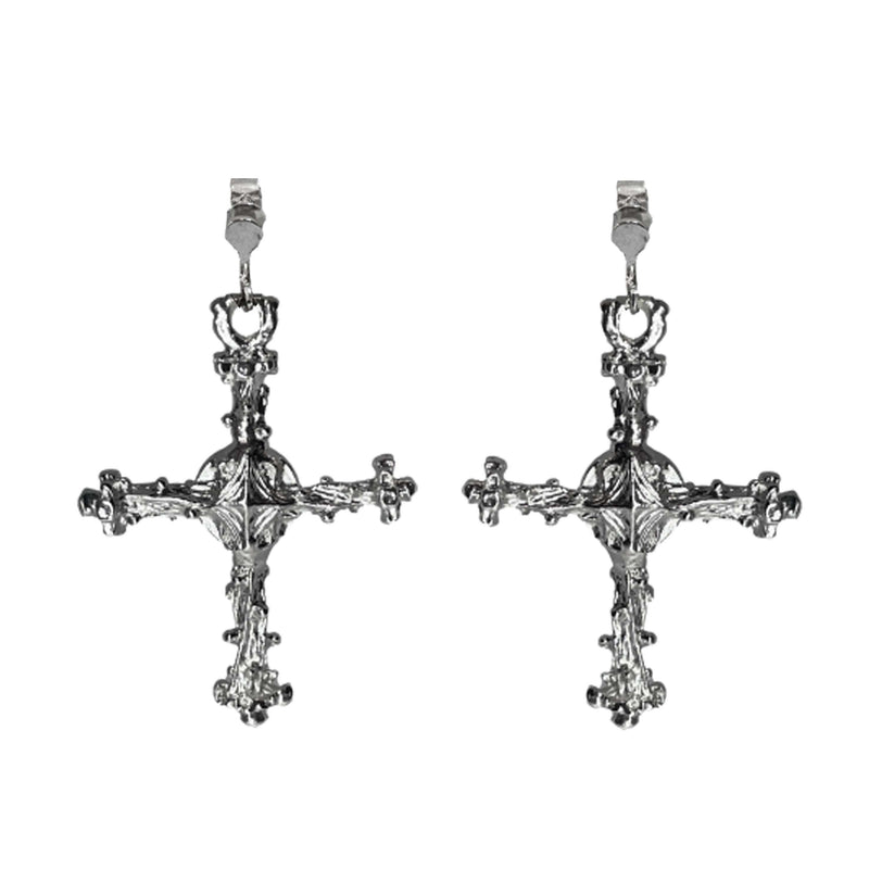 IRON CROSSES AARON WHITE BRONZE EARRINGS