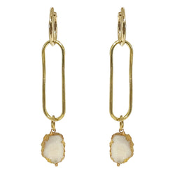 OVALS RINGS WHITE DRUZY GOLD BRONZE EARRINGS