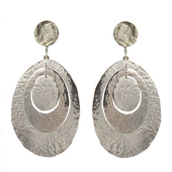 EARRINGS 3 OVALS WHITE BRONZE