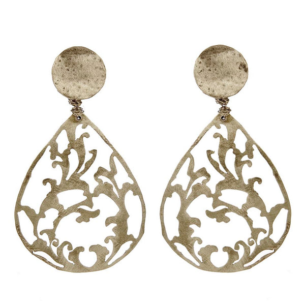 EARRINGS WINE DROPS WHITE BRONZE
