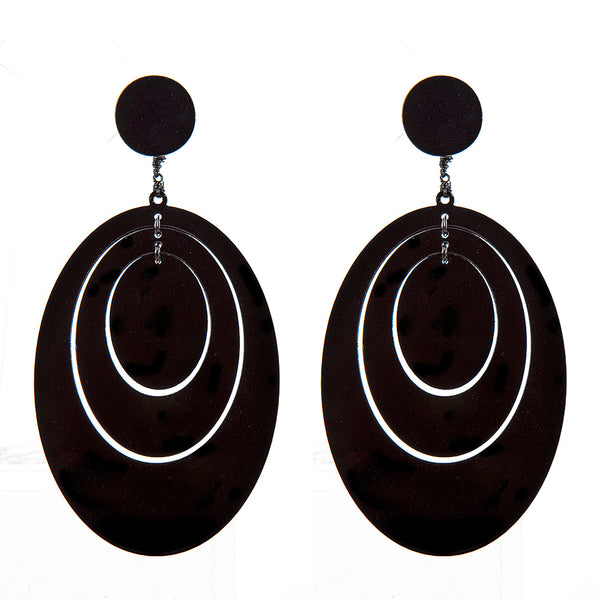 EARRINGS 3 OVALI BLACK