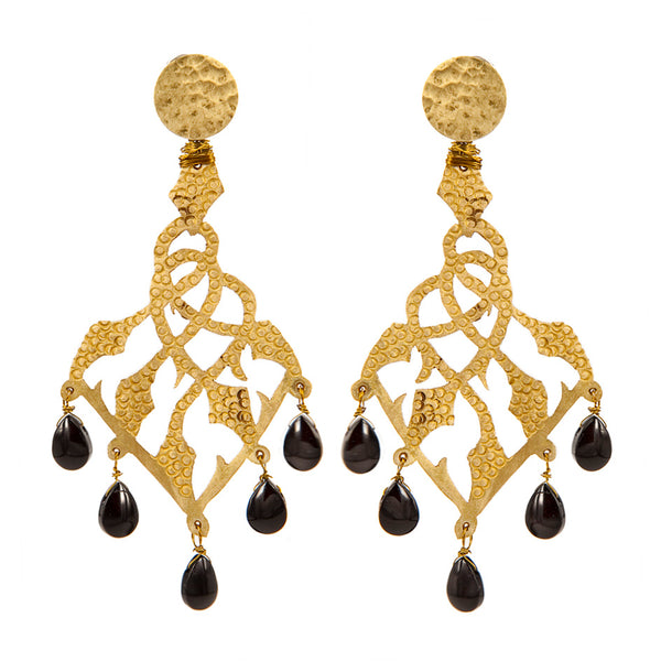 EARRINGS IVIES ONIX GOLD BRONZE