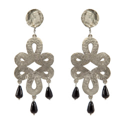 EARRINGS LONGEVITY WHITE BRONZE ONIX