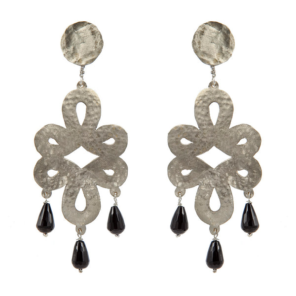 EARRINGS LONGEVITY WHITE BRONZE ONIX