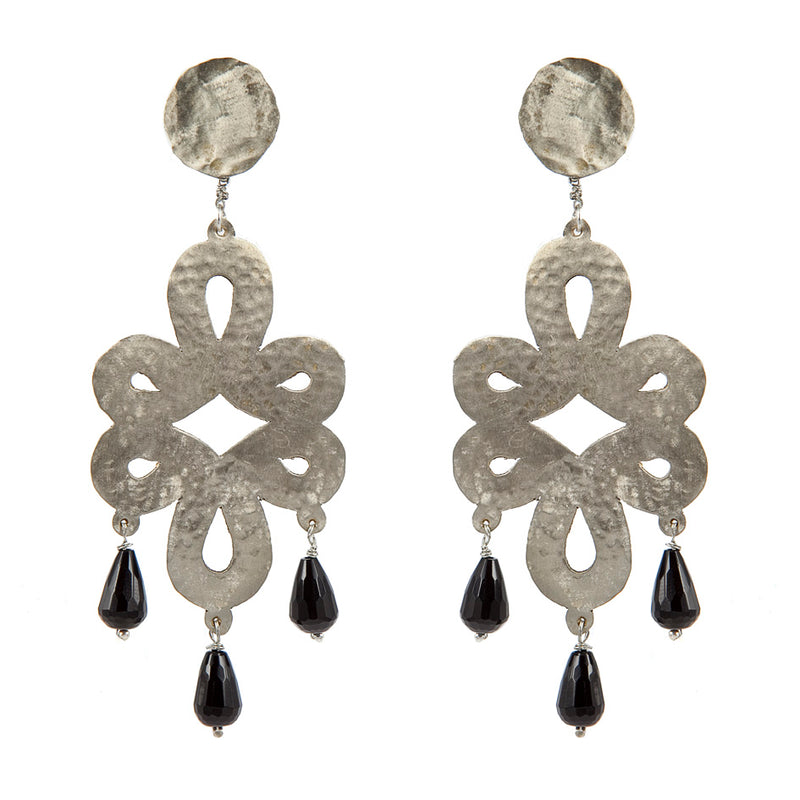 EARRINGS LONGEVITY WHITE BRONZE ONIX