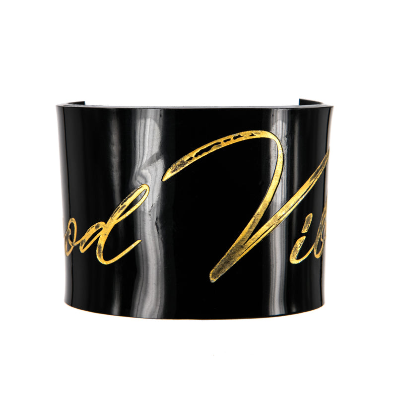 BRACELET PLEXI "GOOD VIBES" BLACK & GOLD