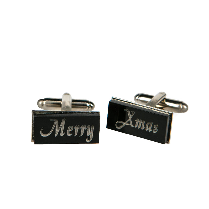 CUFFLINKS RECTANGULAR BLACK PLEXI, SETTING & CUSTOMIZATION