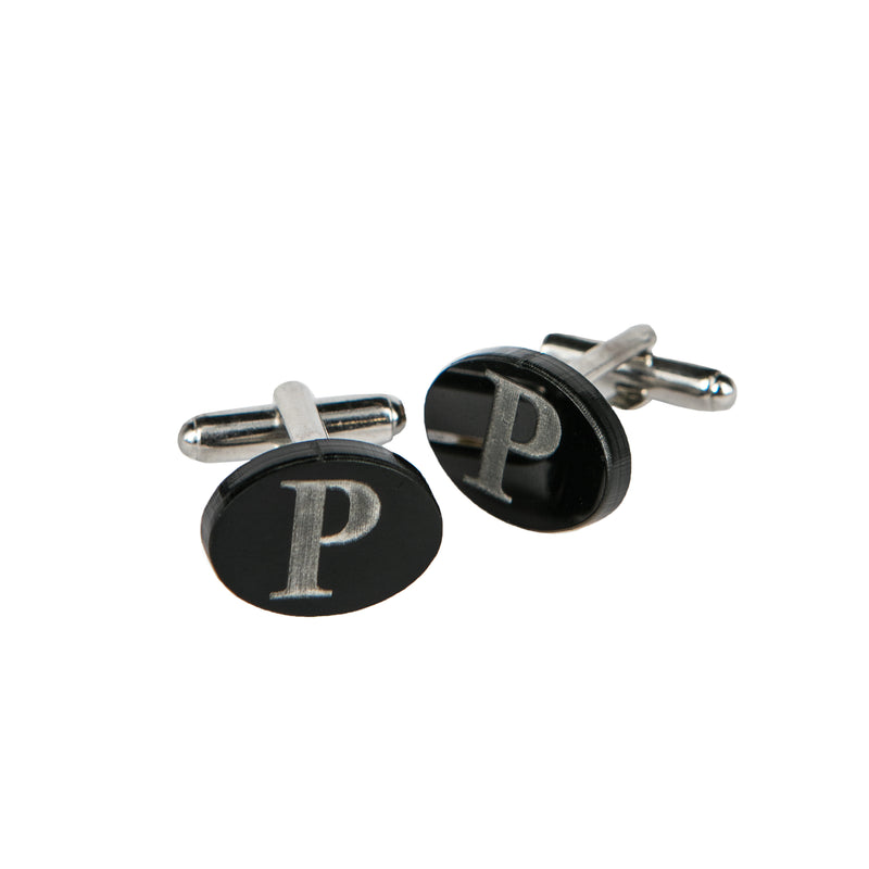 CUFFLINKS OVAL BLACK PLEXI & CUSTOMIZATION