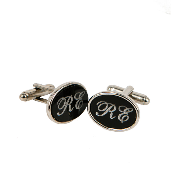 CUFFLINKS OVAL BLACK PLEXI, SETTING & CUSTOMIZATION