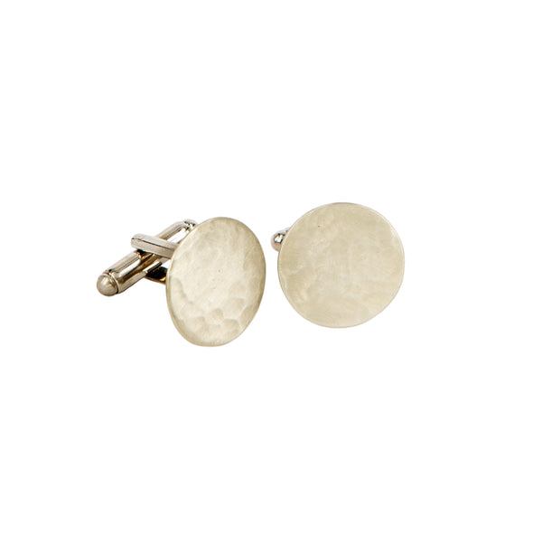 CUFFLINKS HAMMER DISCS WHITE BRONZE