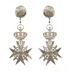 EARRINGS CRESTS & CROWNS WHITE BRONZE
