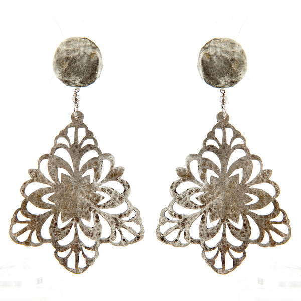 EARRINGS SNOWFLAKES WHITE BRONZE