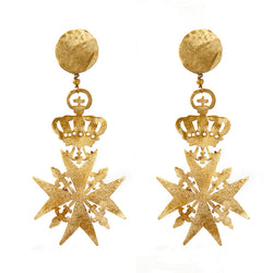 EARRINGS CRESTS & CROWNS GOLD BRONZE