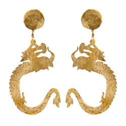 EARRINGS DRAGONS GOLD BRONZE