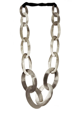 NECKLACE 20 OVALS WHITE BRONZE