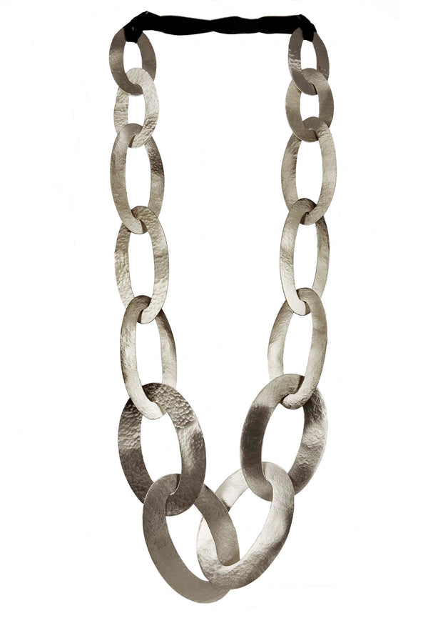NECKLACE 20 OVALS WHITE BRONZE