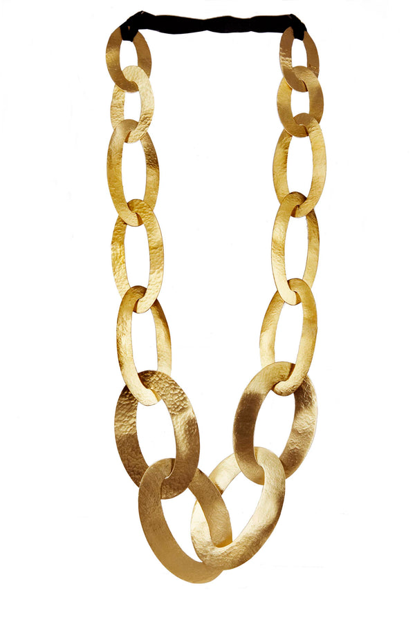 NECKLACE 20 OVALS GOLD BRONZE