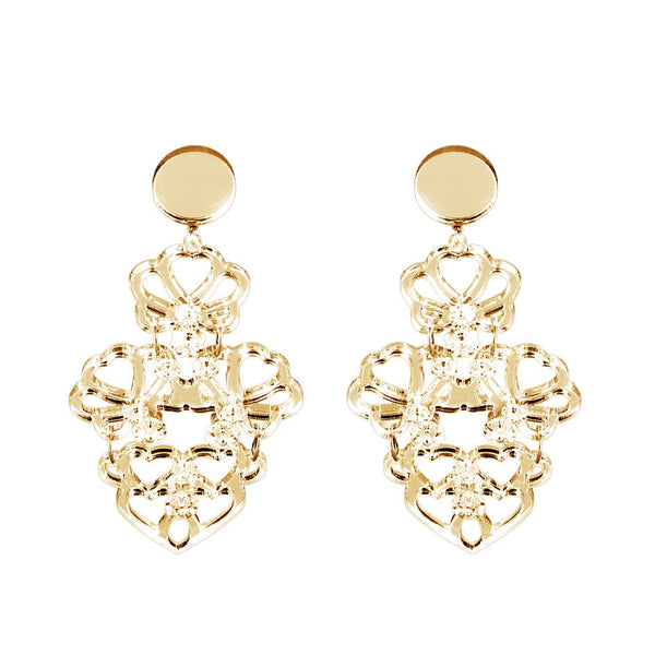 EARRINGS 4 CUORI MIRROR GOLD