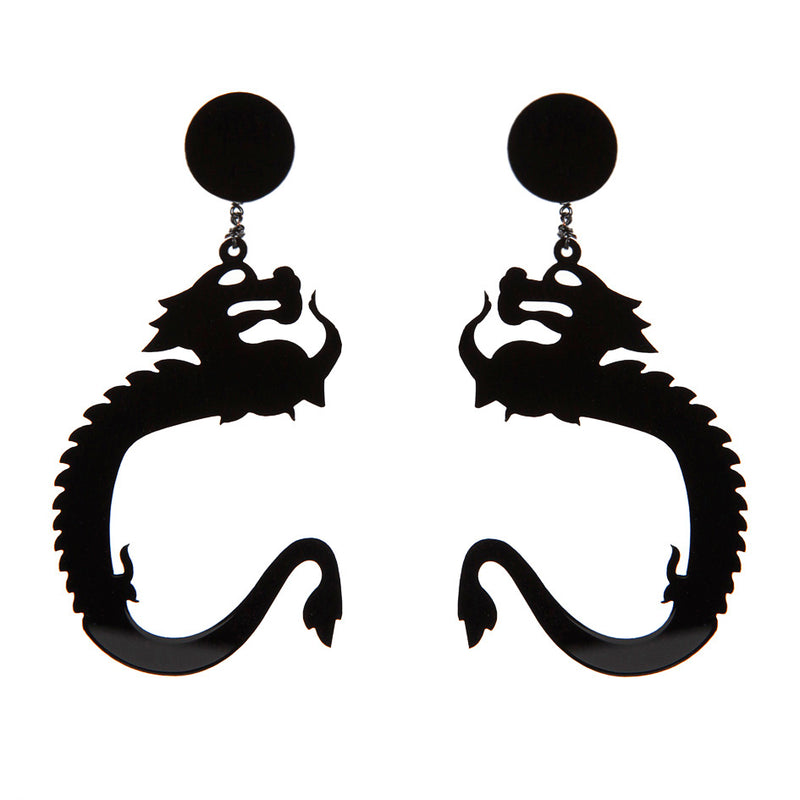 EARRINGS DRAGONE BLACK