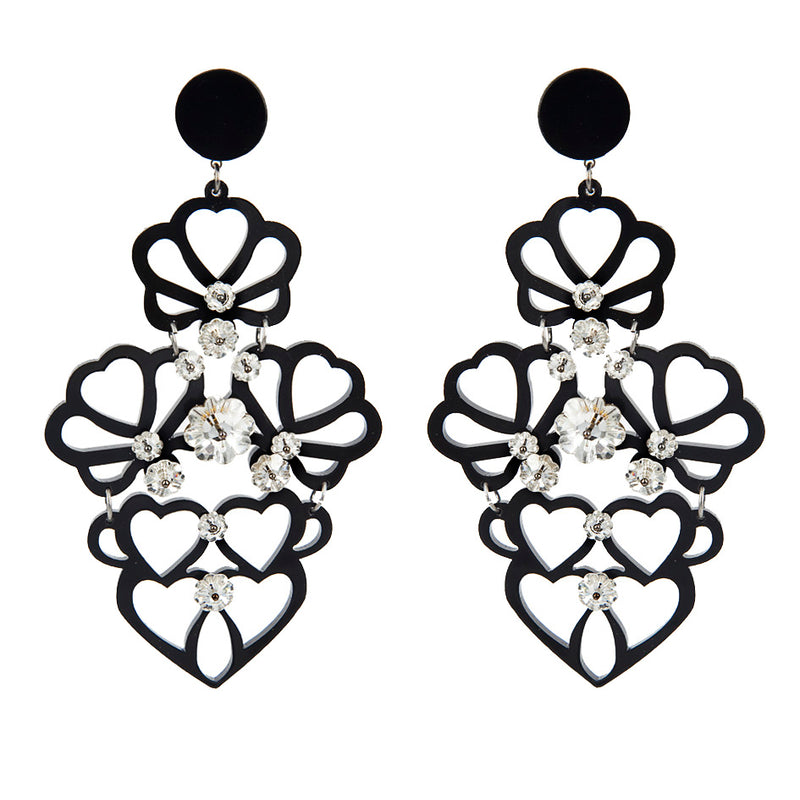 EARRINGS 4 CUORI BLACK