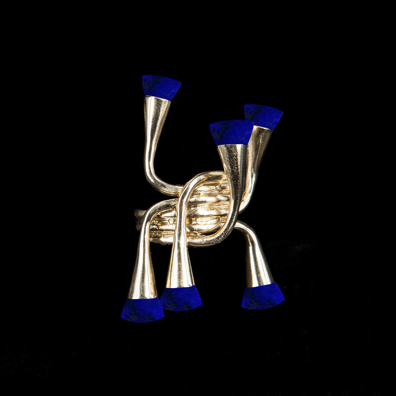 RING DIDGERIDOO LAPIS GOLD BRONZE