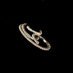 TWO FINGERS RING CONSTELLATION CRYSTAL GOLD BRONZE