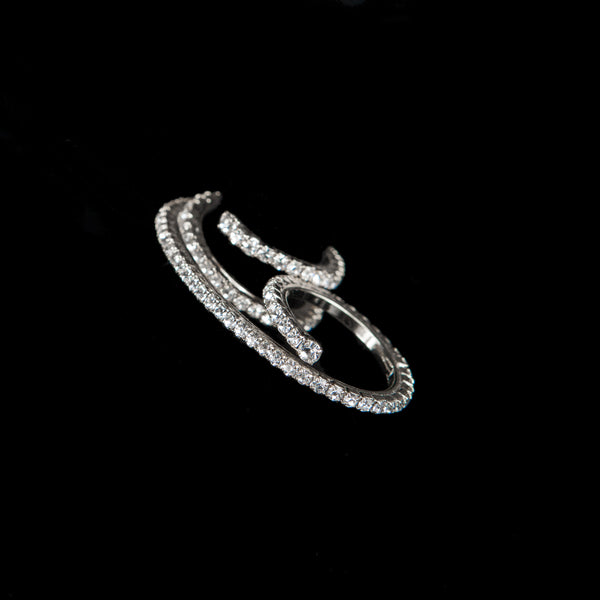 TWO FINGERS RING CONSTELLATION CRYSTAL WHITE BRONZE