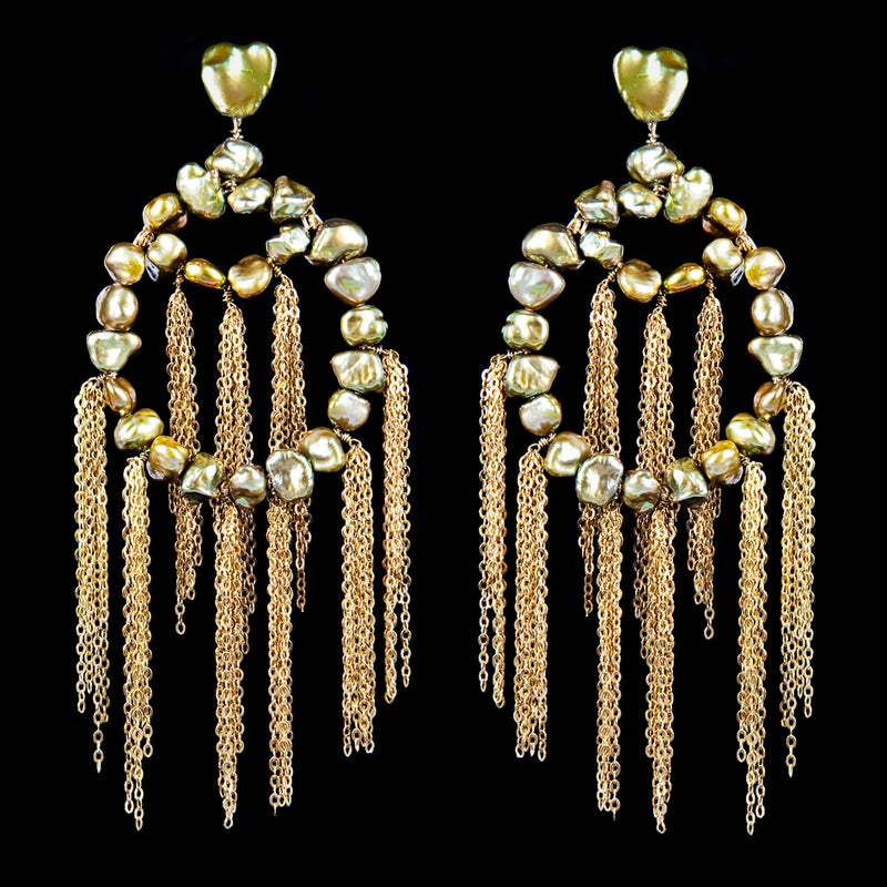 EARRINGS PEARLS APACHE GOLD BRONZE