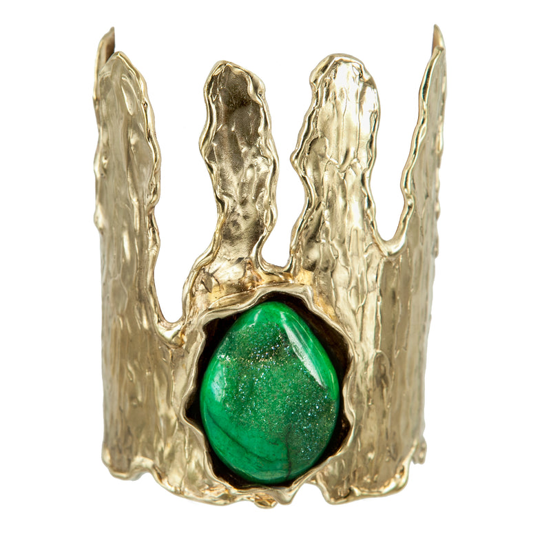 BRACELET CROWN DRUZY GOLD BRONZE & EMERALD