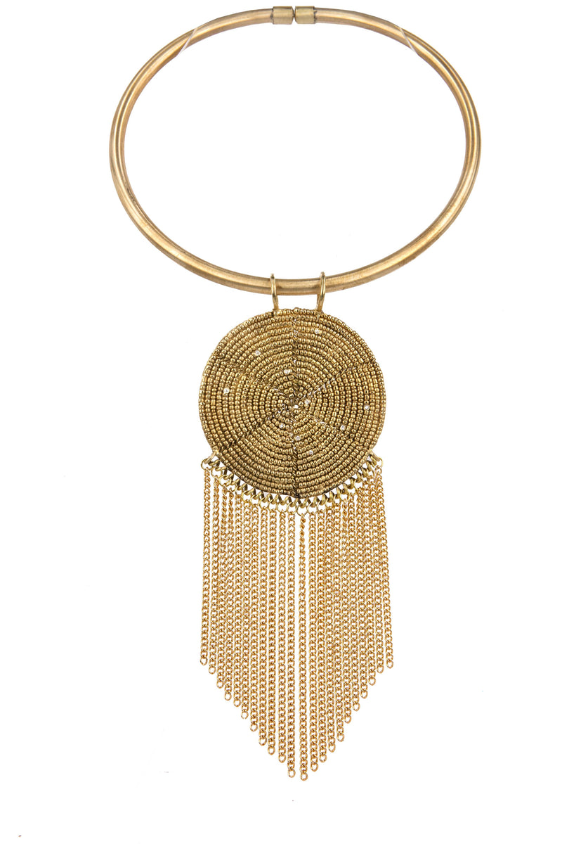 NECKLACE MASAI GOLD BRONZE & ZIRCONS