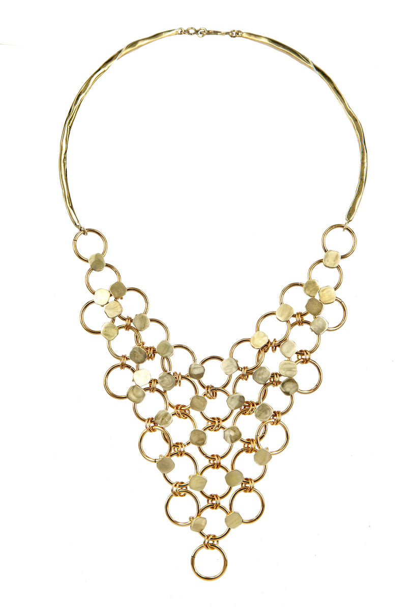 NECKLACE RAINDROPS CASCADE GOLD BRONZE