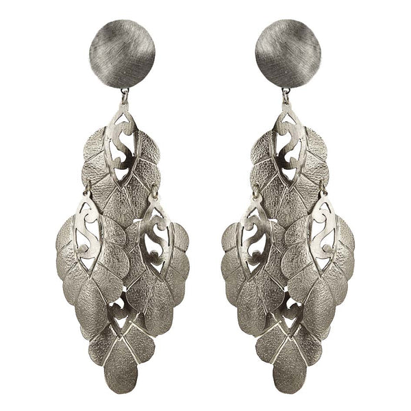EARRINGS FLORAL WHITE BRONZE