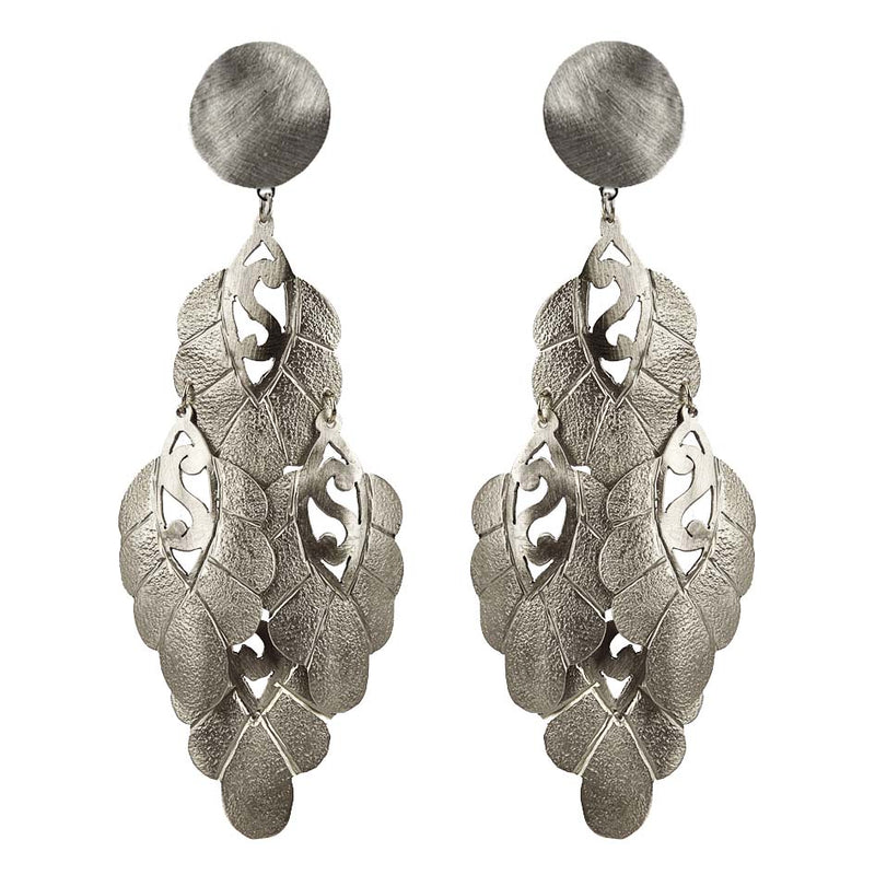 EARRINGS FLORAL WHITE BRONZE