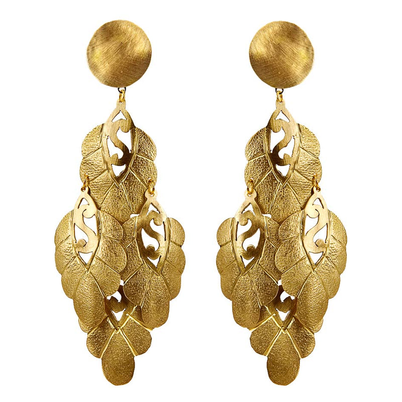 EARRINGS FLORAL GOLD BRONZE