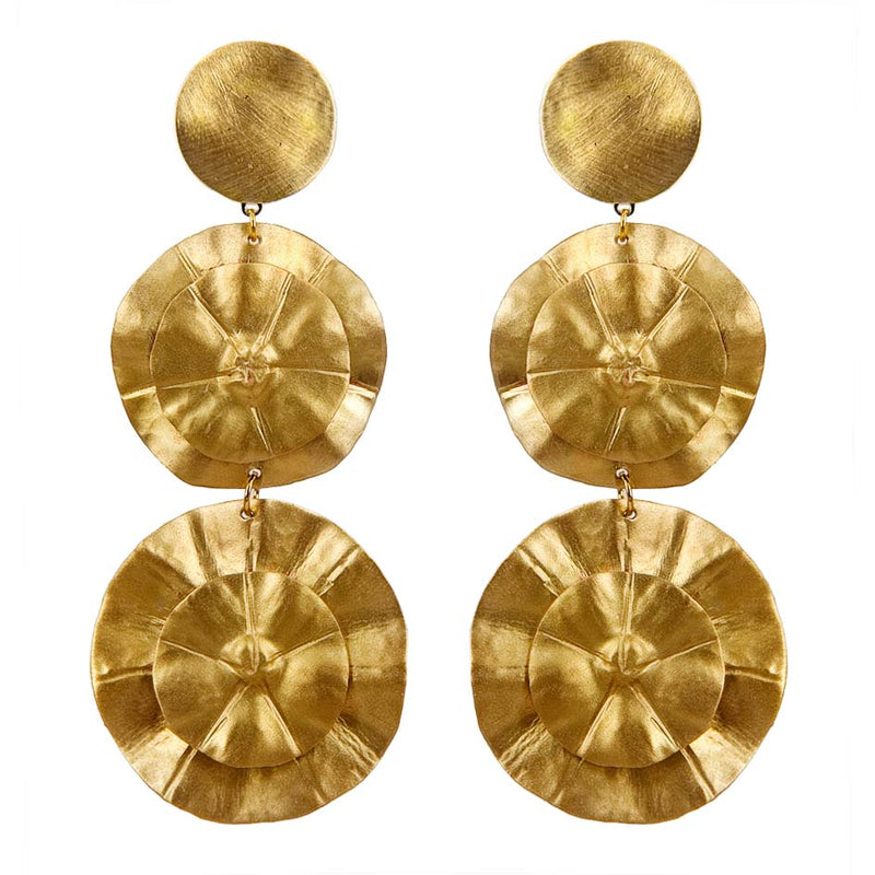 EARRINGS PINWHEELS GOLD BRONZE