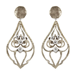 EARRINGS HEART DROPS WHITE BRONZE