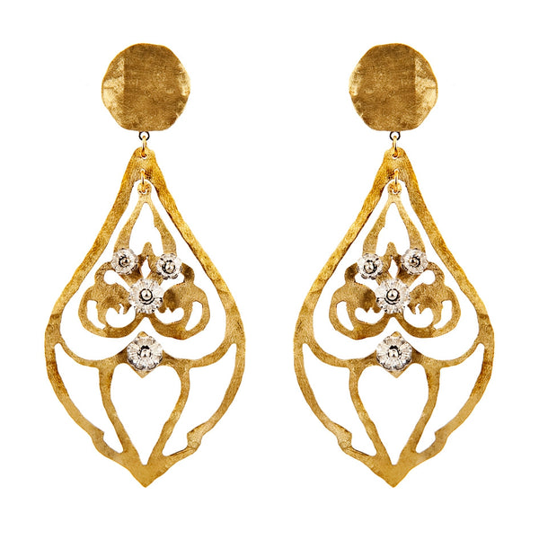 EARRINGS HEART DROPS GOLD BRONZE