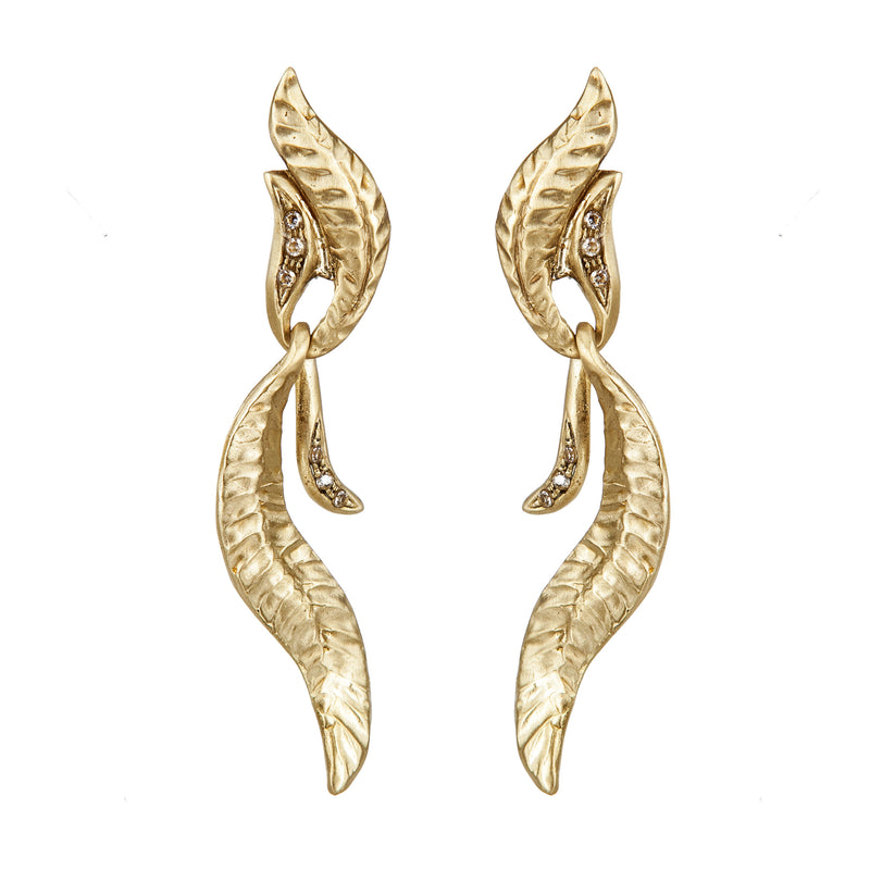 EARRINGS  BRIGHT LEAVES GOLD BRONZE
