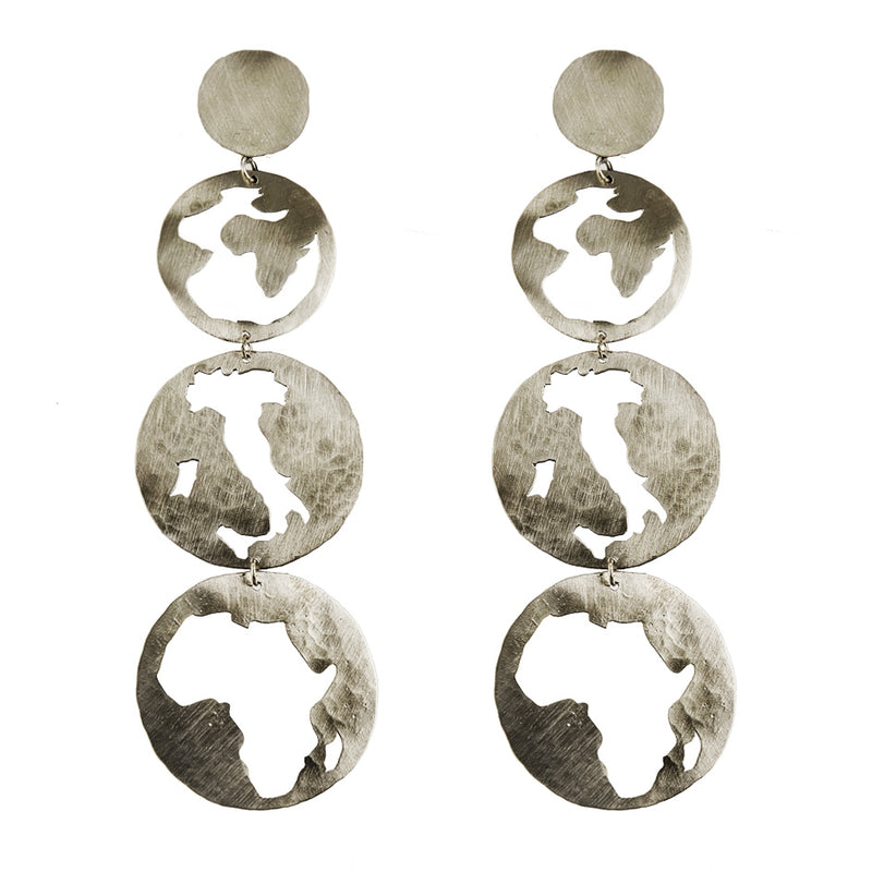 EARRINGS ITALY AFRICA WHITE BRONZE