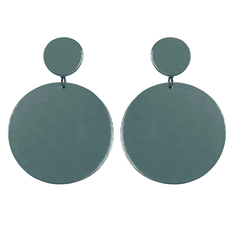 EARRINGS MAXI DOTS MIRROR GREY