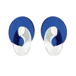 EARRINGS 2 DISCS PLEXI BLUE TRASPARENT