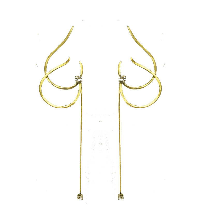 EARRINGS 2 WAVES CRYSTAL