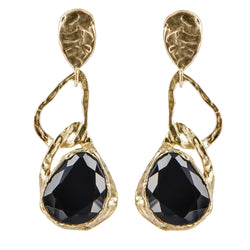 EARRINGS BRACKETS GOLD BRONZE & ONIX
